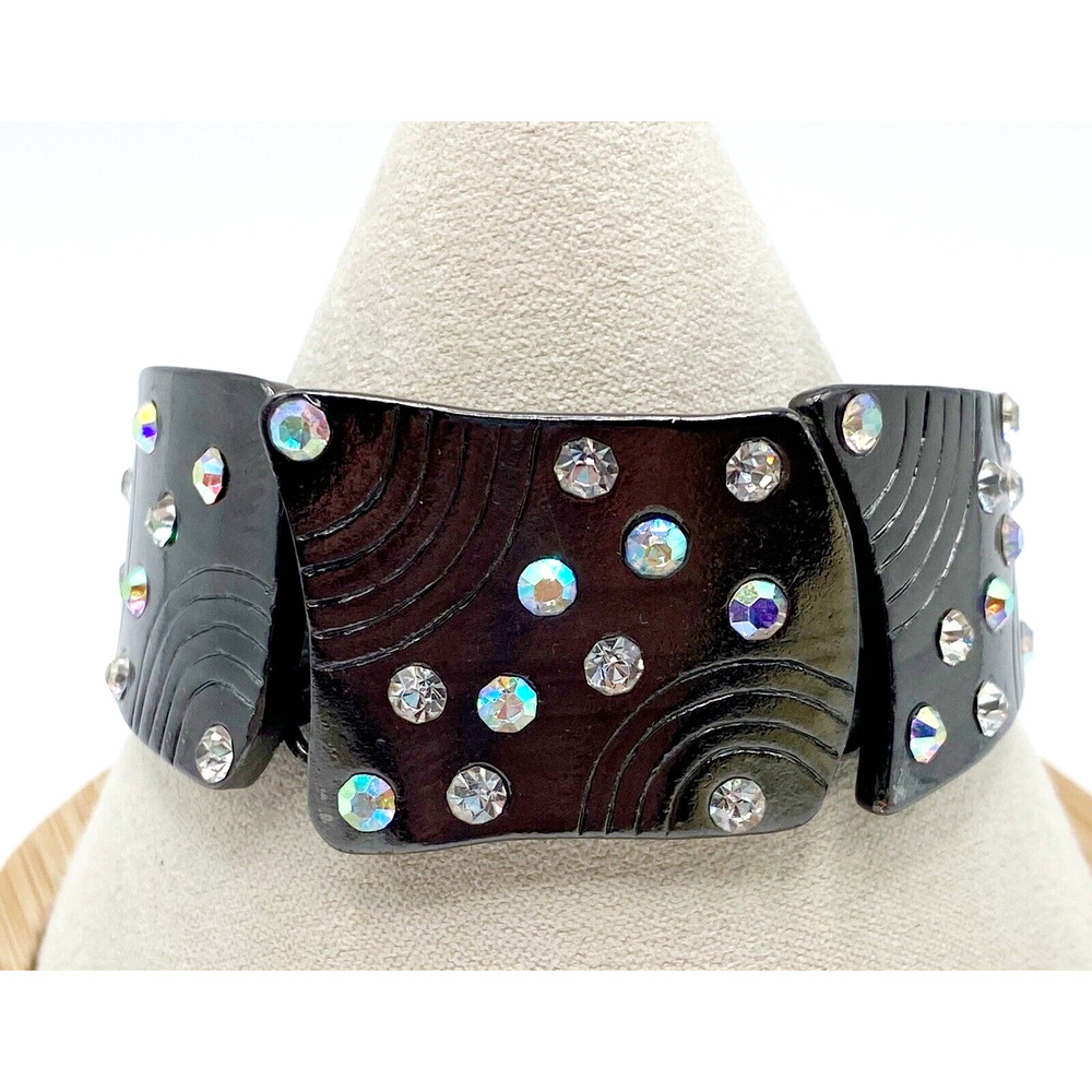 Dolce Vita Panel Bracelet Rare Rhinestone Piece 80s 90s French Designer 6.5-7.75